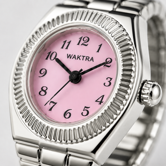 WAKTRA Milano Yüzük Saat Gümüş Pembe Kadran
